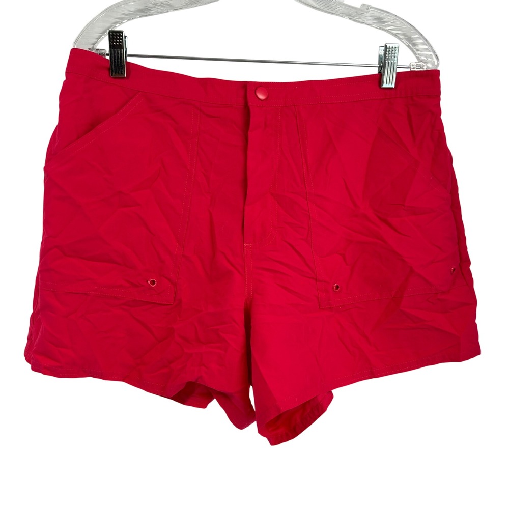 Maxine of Hollywood‎ Red Swim Board Shorts Pockets Mesh Liner MM4FE53 Mens 16
